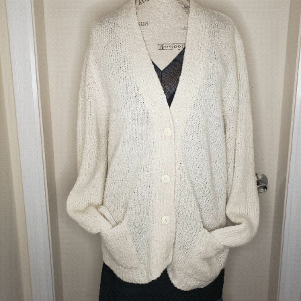 Cozy Oversized Cream Button-Front Cardigan Sweater